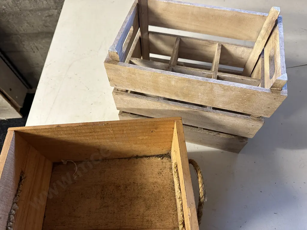 Wooden Six Bottle Double Handled Storage Box & Millar & Co Advertising Fine Wine  Box (Sold with -028) Image 1++